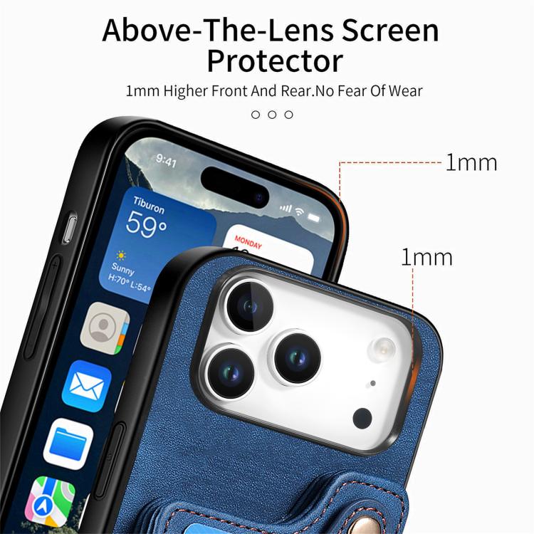 For iPhone 17 Pro Max Retro Skin-feel Ring Multi-card Wallet Phone Case