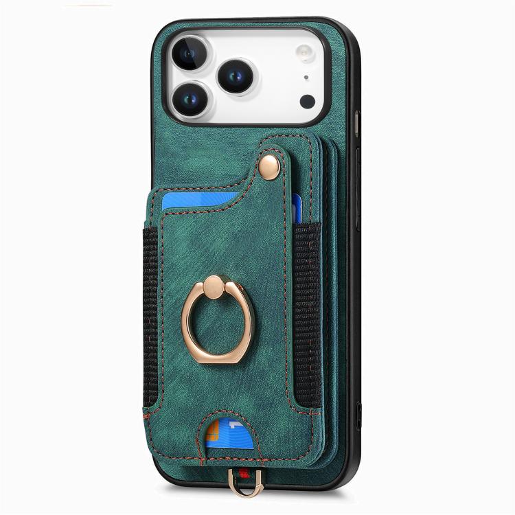 For iPhone 17 Pro Max Retro Skin-feel Ring Multi-card Wallet Phone Case