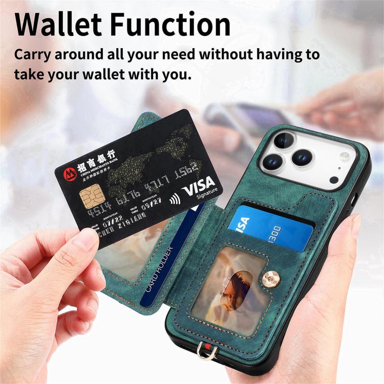 For iPhone 17 Pro Max Retro Skin-feel Ring Multi-card Wallet Phone Case