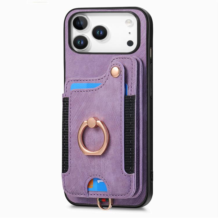 For iPhone 17 Pro Max Retro Skin-feel Ring Multi-card Wallet Phone Case