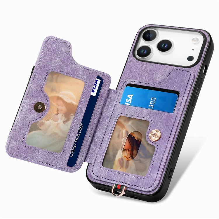 For iPhone 17 Pro Max Retro Skin-feel Ring Multi-card Wallet Phone Case