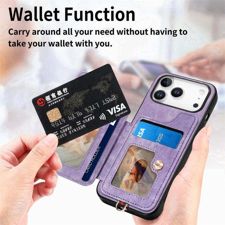 For iPhone 17 Pro Max Retro Skin-feel Ring Multi-card Wallet Phone Case