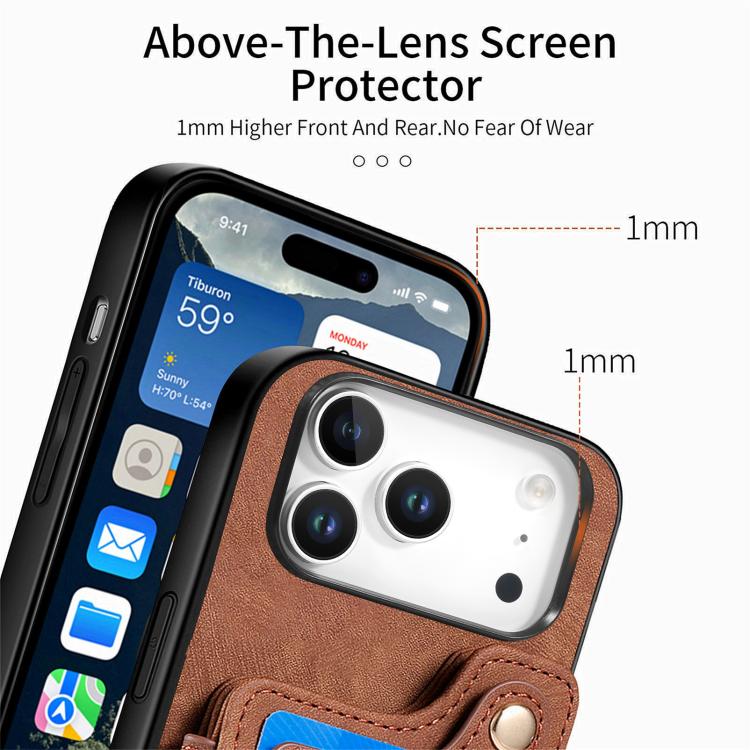 For iPhone 17 Pro Max Retro Skin-feel Ring Multi-card Wallet Phone Case