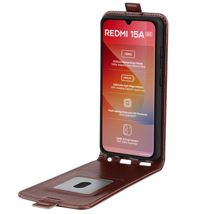For Redmi 15a 5G R64 Texture Single Vertical Flip Leather Phone Case