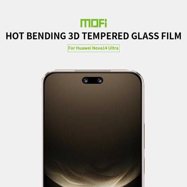 For Huawei nova 14 Ultra MOFI 9H 3D Hot Bending Tempered Glass Film - Black