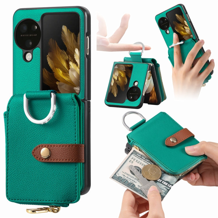 For OPPO Find N3 Flip Vertical Flip Zipper Wallet Ring Leather Phone Case