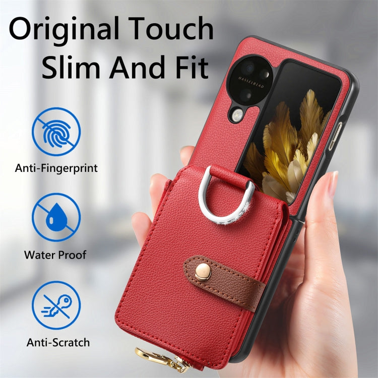 For OPPO Find N3 Flip Vertical Flip Zipper Wallet Ring Leather Phone Case