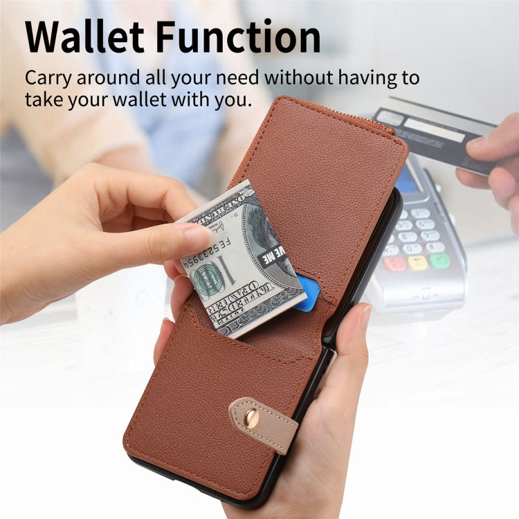 For OPPO Find N3 Flip Vertical Flip Zipper Wallet Ring Leather Phone Case