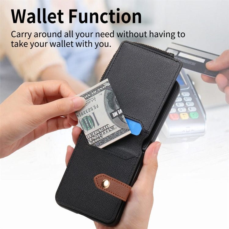 For OPPO Find N3 Flip Vertical Flip Zipper Wallet Ring Leather Phone Case