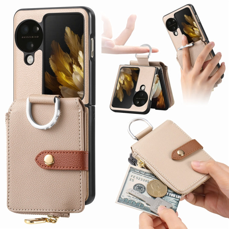 For OPPO Find N3 Flip Vertical Flip Zipper Wallet Ring Leather Phone Case