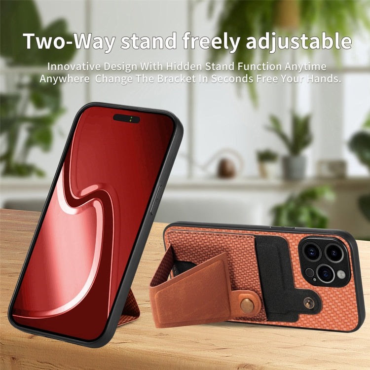 For iPhone 16 Plus Carbon Fiber Wallet Flip Card K-shaped Holder Phone Case