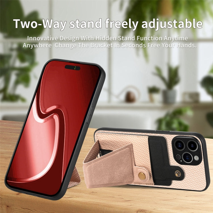 For iPhone 16 Plus Carbon Fiber Wallet Flip Card K-shaped Holder Phone Case