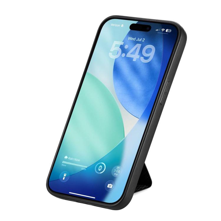 For iPhone Air Carbon Fiber Wallet Flip Card K-shaped Holder Phone Case