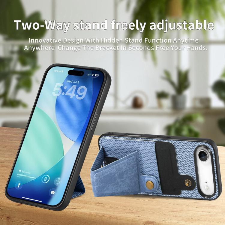 For iPhone Air Carbon Fiber Wallet Flip Card K-shaped Holder Phone Case