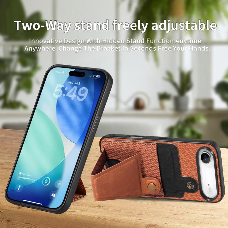 For iPhone Air Carbon Fiber Wallet Flip Card K-shaped Holder Phone Case