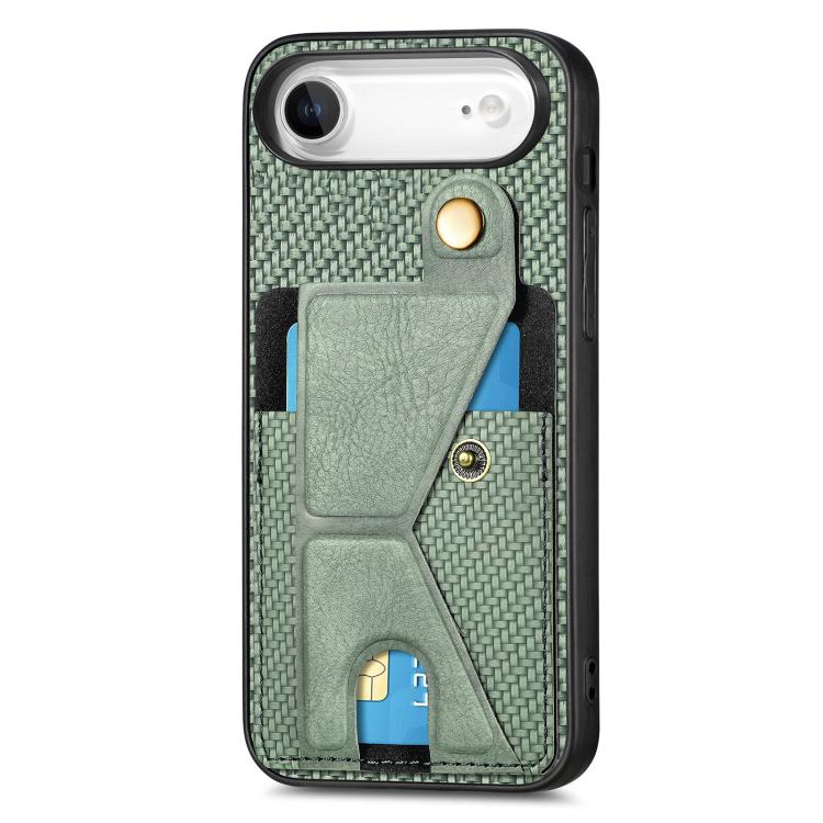 For iPhone Air Carbon Fiber Wallet Flip Card K-shaped Holder Phone Case