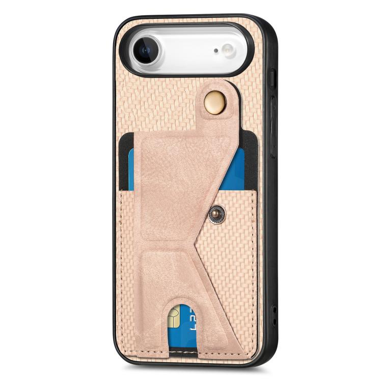 For iPhone Air Carbon Fiber Wallet Flip Card K-shaped Holder Phone Case