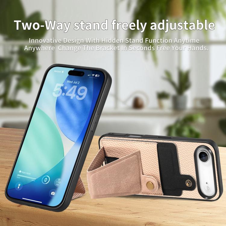 For iPhone Air Carbon Fiber Wallet Flip Card K-shaped Holder Phone Case