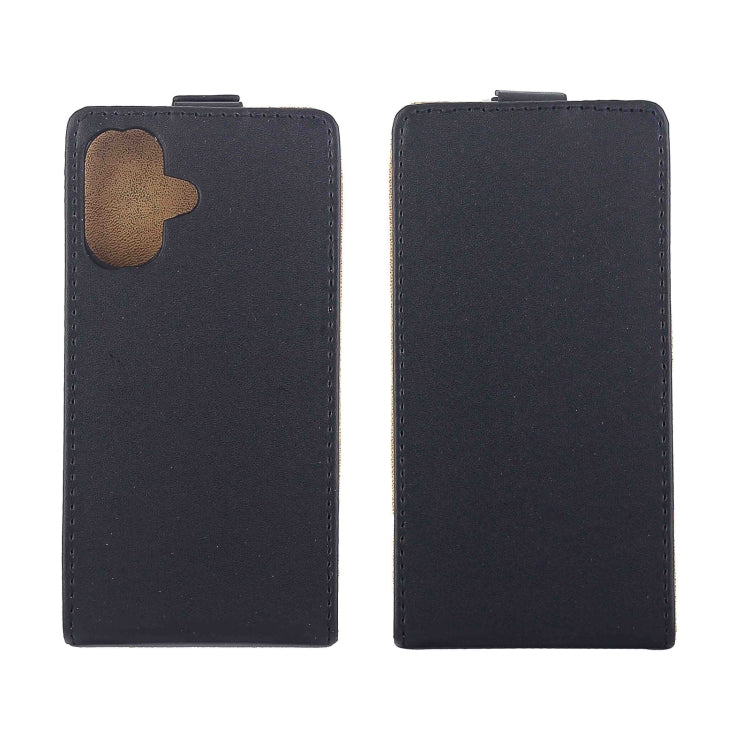 For iPhone 16 Vertical Flip Leather Phone Case with Card Slot - Black