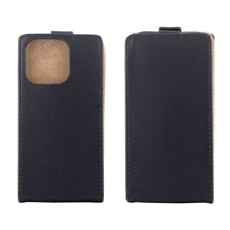 For iPhone 16 Pro Vertical Flip Leather Phone Case with Card Slot - Black