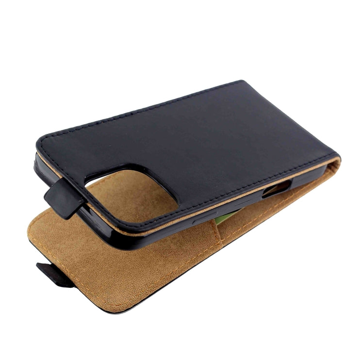 For iPhone 16 Pro Vertical Flip Leather Phone Case with Card Slot - Black
