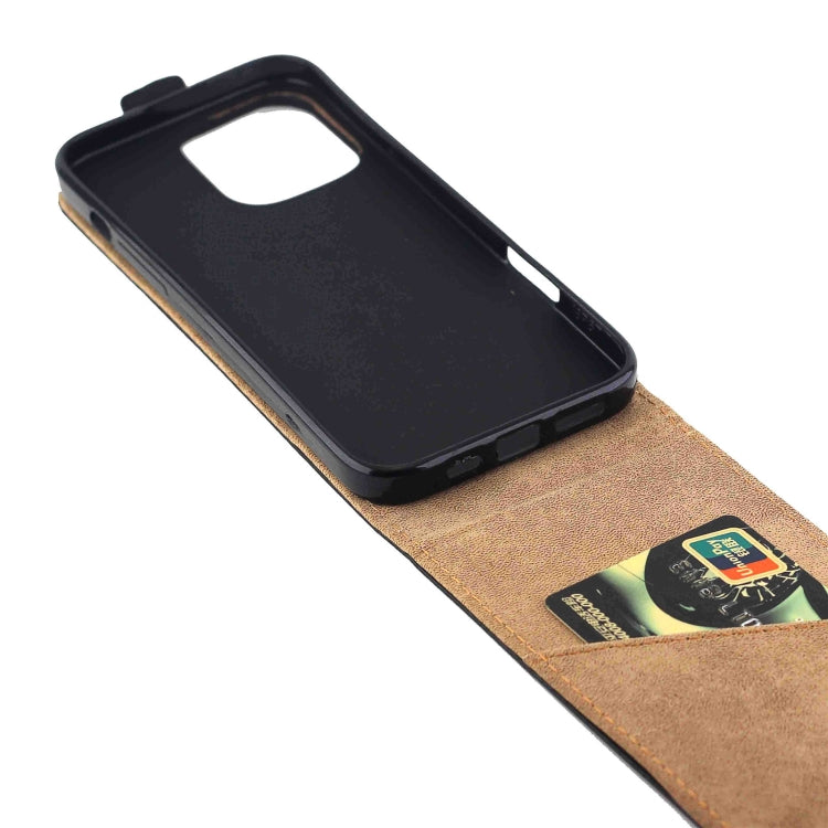 For iPhone 16 Pro Vertical Flip Leather Phone Case with Card Slot - Black
