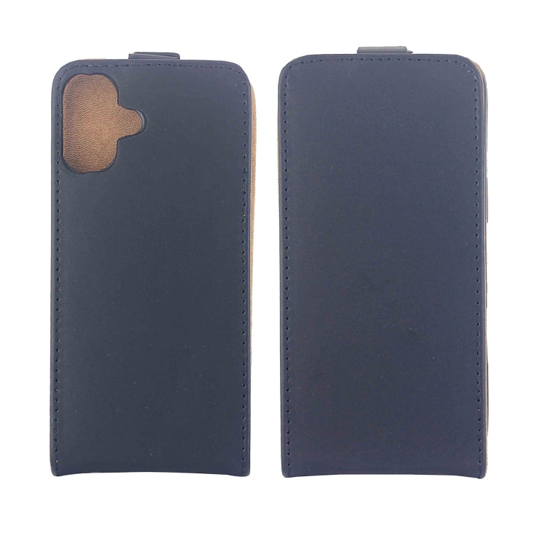 For iPhone 16 Plus Vertical Flip Leather Phone Case with Card Slot - Black