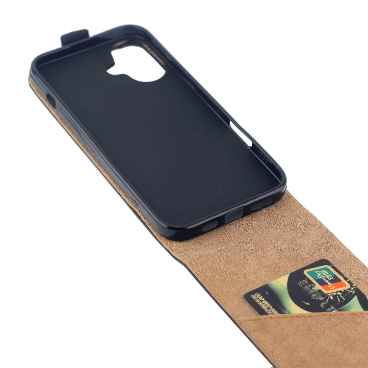 For iPhone 16 Plus Vertical Flip Leather Phone Case with Card Slot - Black