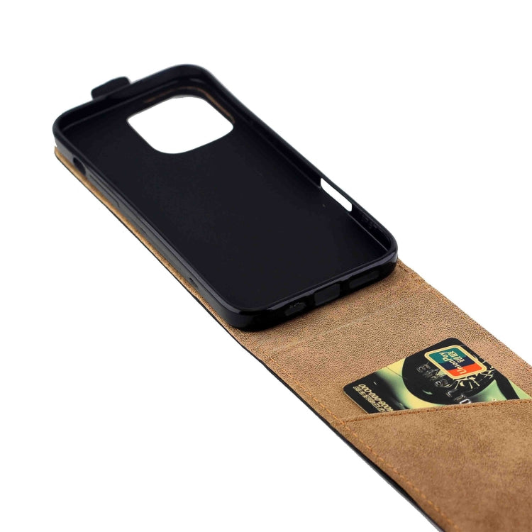 For iPhone 16 Pro Max Vertical Flip Leather Phone Case with Card Slot - Black