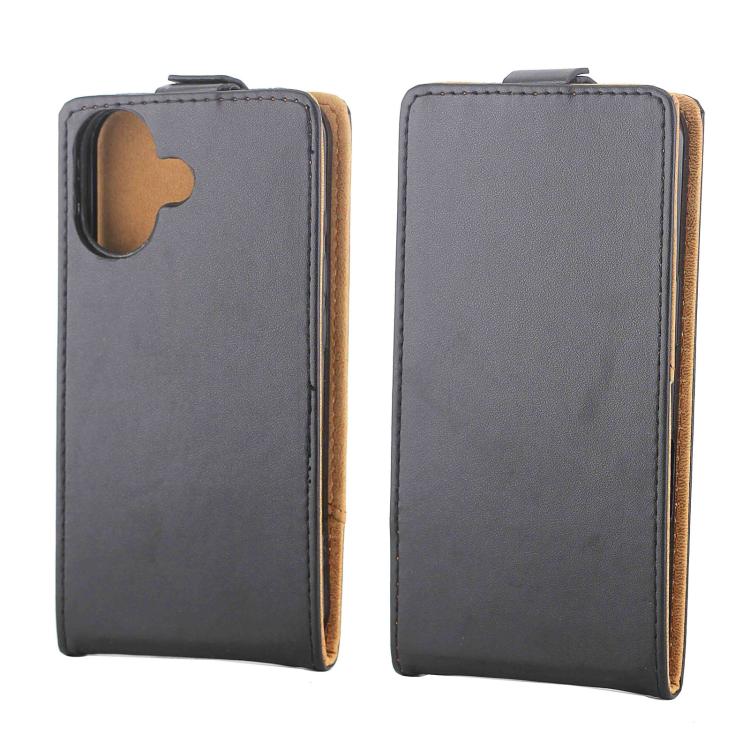 For iPhone  17 Vertical Flip Leather Phone Case with Card Slot - Black