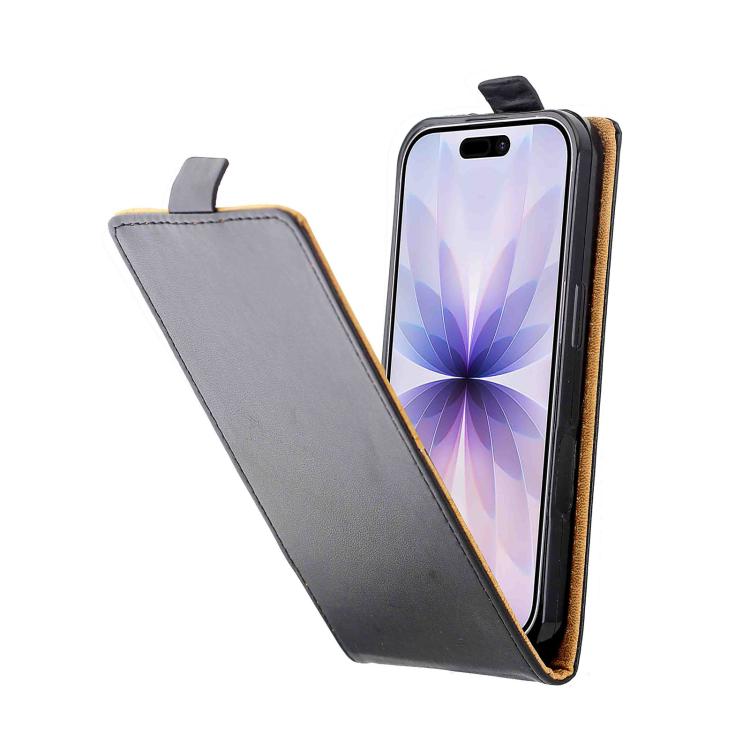 For iPhone  17 Vertical Flip Leather Phone Case with Card Slot - Black