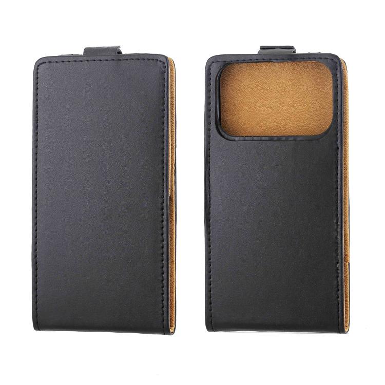For iPhone 17 Pro Vertical Flip Leather Phone Case with Card Slot - Black