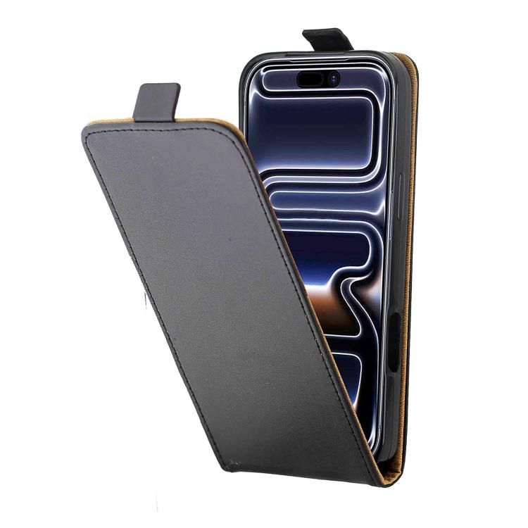 For iPhone 17 Pro Vertical Flip Leather Phone Case with Card Slot - Black