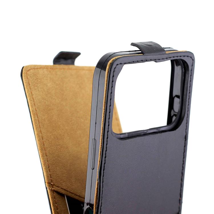 For iPhone 17 Pro Vertical Flip Leather Phone Case with Card Slot - Black