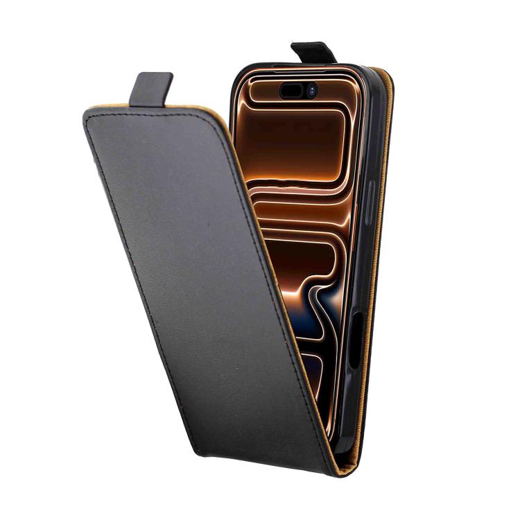For iPhone 17 Pro Max Vertical Flip Leather Phone Case with Card Slot - Black