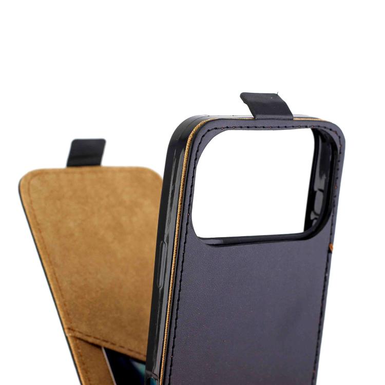 For iPhone 17 Pro Max Vertical Flip Leather Phone Case with Card Slot - Black