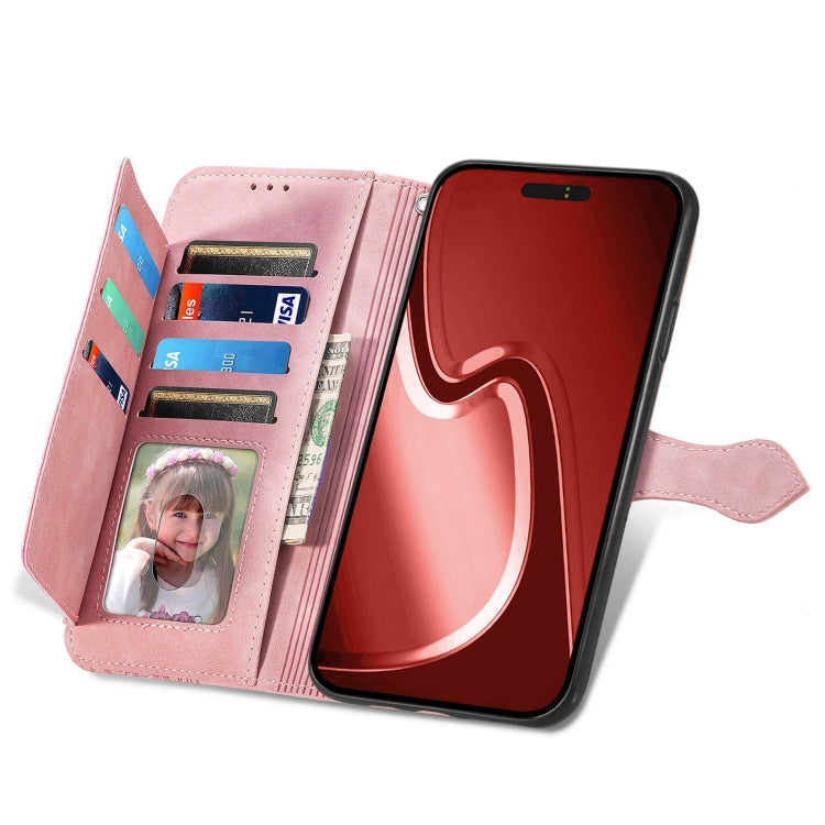 For iPhone 16 Pro Embossed Flower Zipper Leather Phone Case