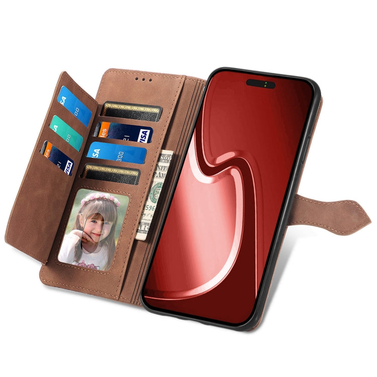 For iPhone 16 Pro Embossed Flower Zipper Leather Phone Case
