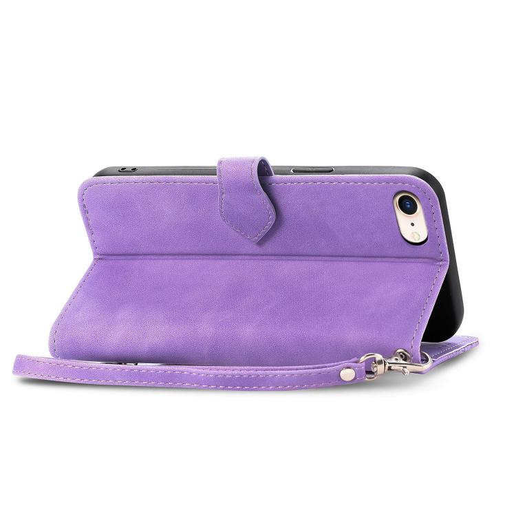 For iPhone 17e / 16e Embossed Flower Zipper Leather Phone Case