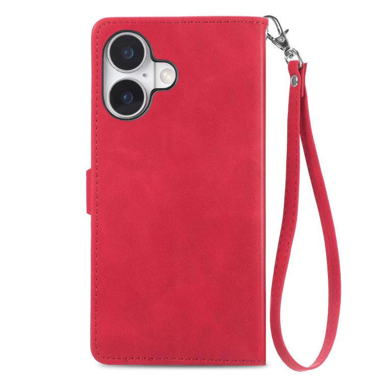 For iPhone 17 Embossed Flower Zipper Leather Phone Case