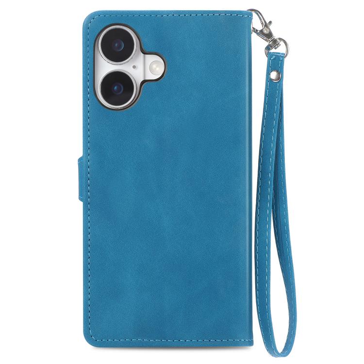 For iPhone 17 Embossed Flower Zipper Leather Phone Case
