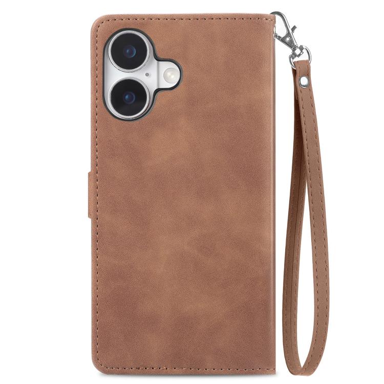 For iPhone 17 Embossed Flower Zipper Leather Phone Case
