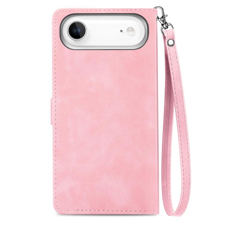 For iPhone Air Embossed Flower Zipper Leather Phone Case