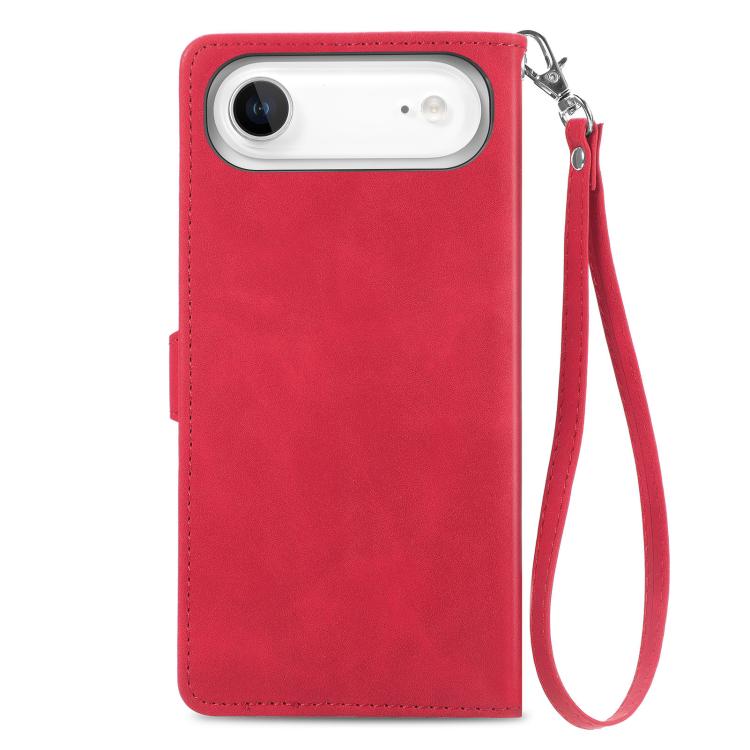 For iPhone Air Embossed Flower Zipper Leather Phone Case