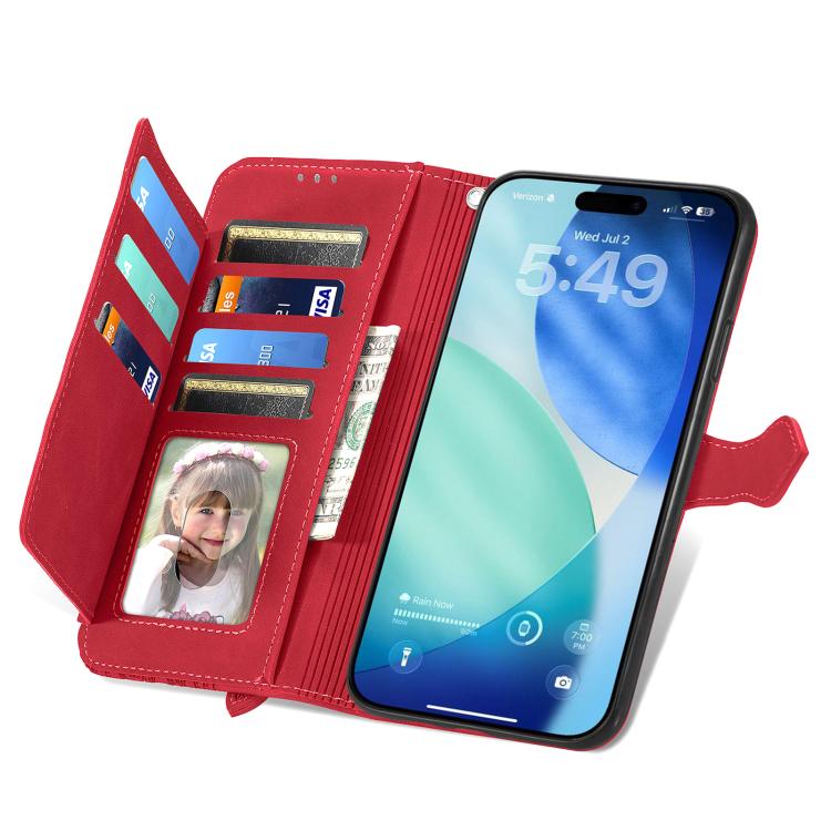 For iPhone Air Embossed Flower Zipper Leather Phone Case