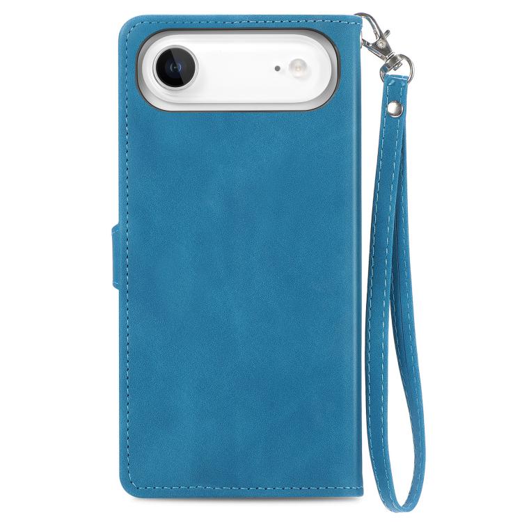 For iPhone Air Embossed Flower Zipper Leather Phone Case