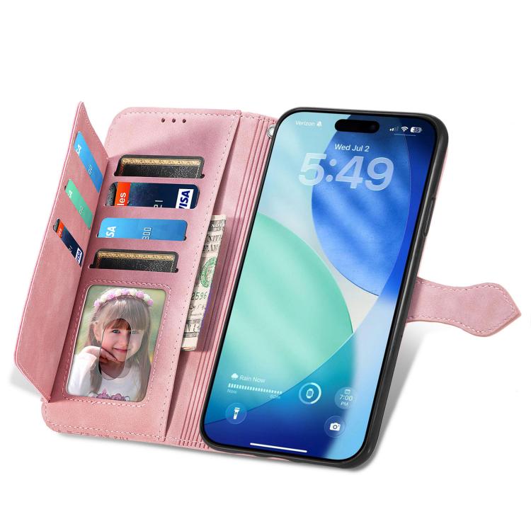 For iPhone 17 Pro Max Embossed Flower Zipper Leather Phone Case