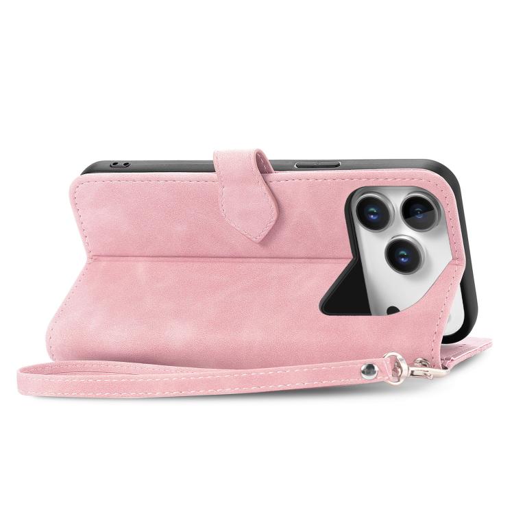 For iPhone 17 Pro Max Embossed Flower Zipper Leather Phone Case