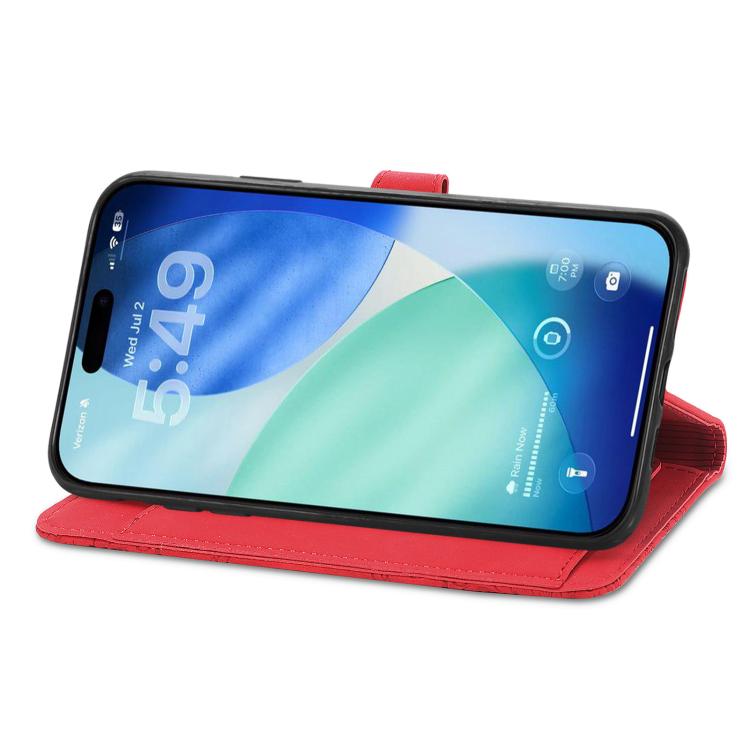 For iPhone 17 Pro Max Embossed Flower Zipper Leather Phone Case