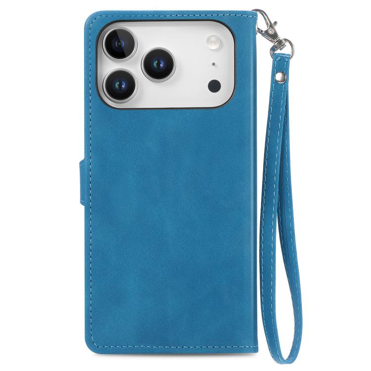 For iPhone 17 Pro Max Embossed Flower Zipper Leather Phone Case